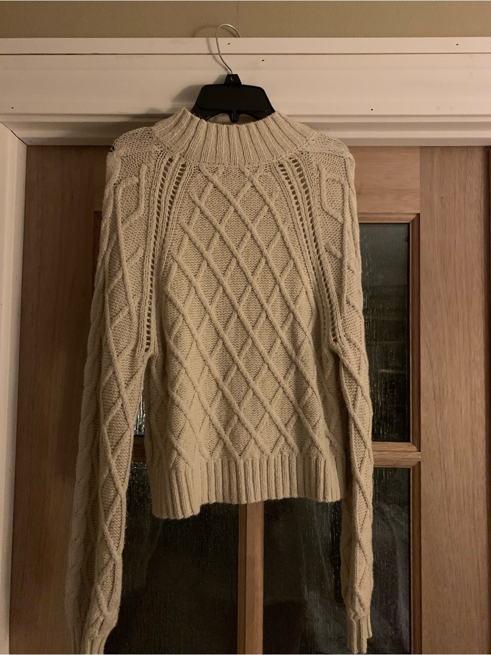 Y2K Rory Gilmore inspired Chunky Cable Knit Turtleneck Sweater - Cream